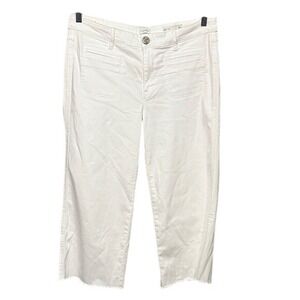 J.Jill‎ Denim White Wide Leg Crop Jeans Petite Size 14 Frayed Hem